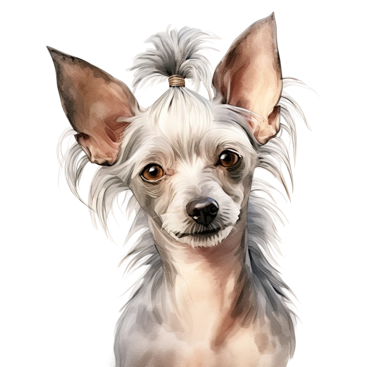 Akwarelowy pies Chinese Crested