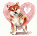 piesek na serduszku shiba