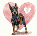 piesek na serduszku doberman