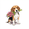 Różowy kubek 330 ml – wariant rasy: beagle z bukietem