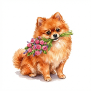 Różowy kubek 330 ml – wariant rasy: pomeranian z bukietem