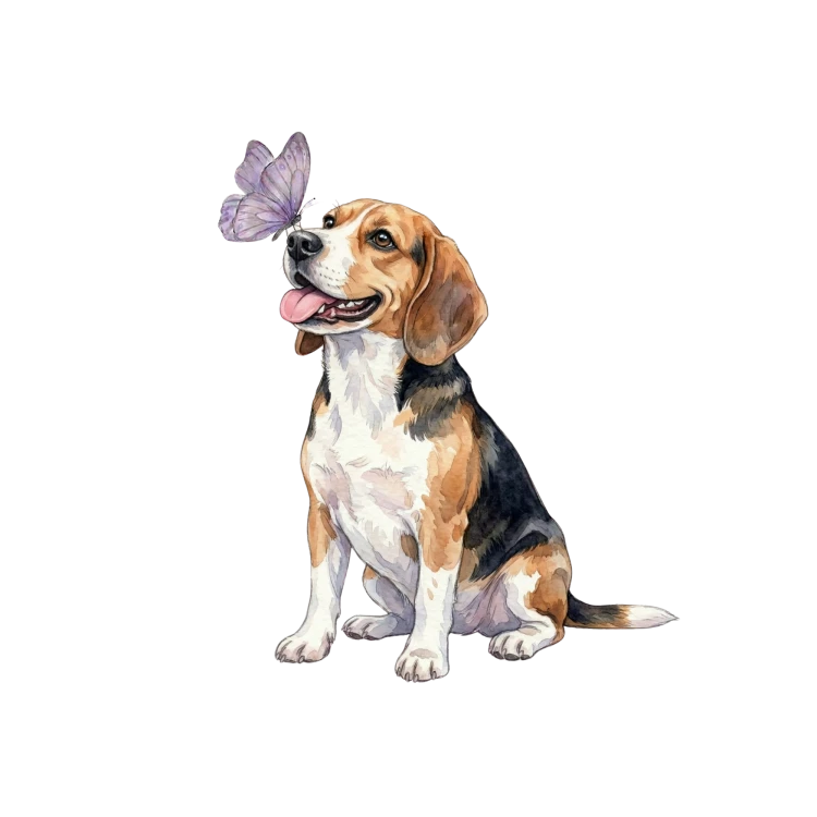 Piesek z motylkiem - beagle
