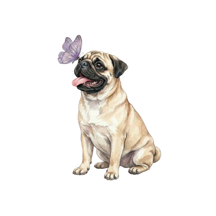Piesek z motylkiem - mops