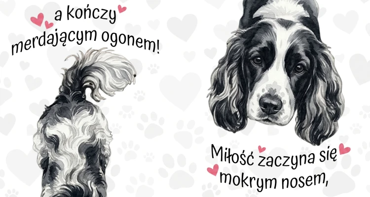 miłość zaczyna się mokrym nosem - cocker spaniel czarno biały.jpg