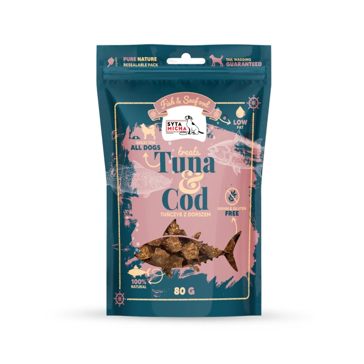 Syta Micha Fish & Seafood Przysmaki z tuńczykiem dla psa 80g.webp