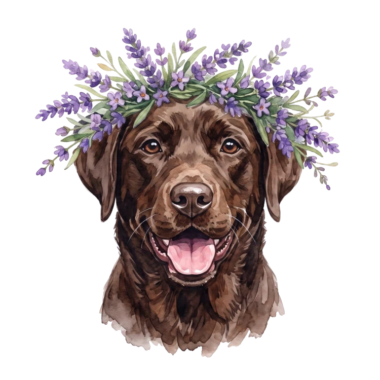 labrador czekoladowy lawenda.png