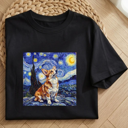 koszulka gwieździsta noc corgi.jpg